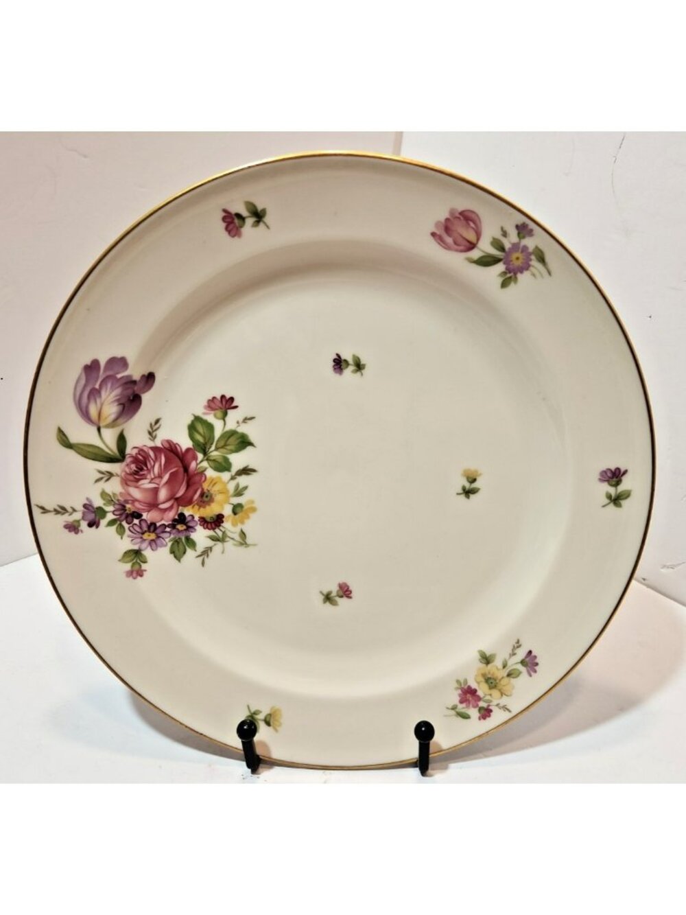 Vintage Rosenthal Elfenbein Else K2922 Floral Dinner Plate Gold Trim NOS